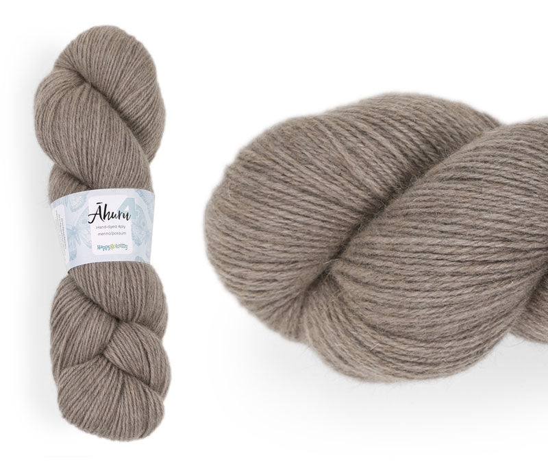 Āhuru. Hand-dyed yarn, 80% merino / 20% possum. Colourway: Endless Pine Trees. Available in 4ply and 8ply. A wonderful yarn spun here in NZ – merino blended with possum. It's a very soft yarn with a stunning halo. Wollenspun. Beautiful for stranded and fair isle knitting. Suitable for garments, hats, scarves, mittens, and big, cosy shawls.