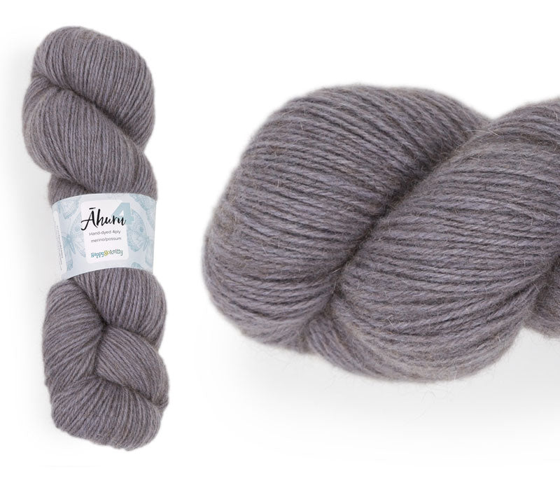 Āhuru. Hand-dyed yarn, 80% merino / 20% possum. Colourway: Lavender Mist. Available in 4ply and 8ply. A wonderful yarn spun here in NZ – merino blended with possum. It's a very soft yarn with a stunning halo. Wollenspun. Beautiful for stranded and fair isle knitting. Suitable for garments, hats, scarves, mittens, and big, cosy shawls.