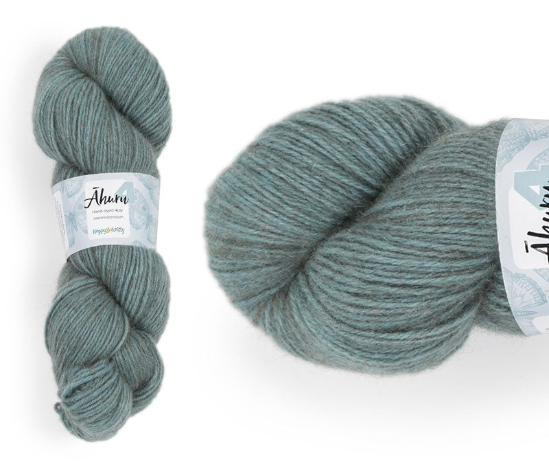 Āhuru. Hand-dyed yarn, 80% merino / 20% possum. Colourway: Southern Ocean. Available in 4ply and 8ply. A wonderful yarn spun here in NZ – merino blended with possum. It's a very soft yarn with a stunning halo. Wollenspun. Beautiful for stranded and fair isle knitting. Suitable for garments, hats, scarves, mittens, and big, cosy shawls.