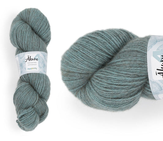 Āhuru. Hand-dyed yarn, 80% merino / 20% possum. Colourway: Southern Ocean. Available in 4ply and 8ply. A wonderful yarn spun here in NZ – merino blended with possum. It's a very soft yarn with a stunning halo. Wollenspun. Beautiful for stranded and fair isle knitting. Suitable for garments, hats, scarves, mittens, and big, cosy shawls. 