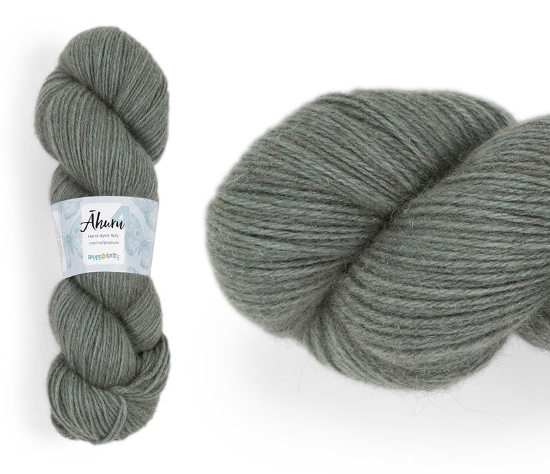 Āhuru. Hand-dyed yarn, 80% merino / 20% possum. Colourway: Tui. Available in 4ply and 8ply. A wonderful yarn spun here in NZ – merino blended with possum. It's a very soft yarn with a stunning halo. Wollenspun. Beautiful for stranded and fair isle knitting. Suitable for garments, hats, scarves, mittens, and big, cosy shawls.