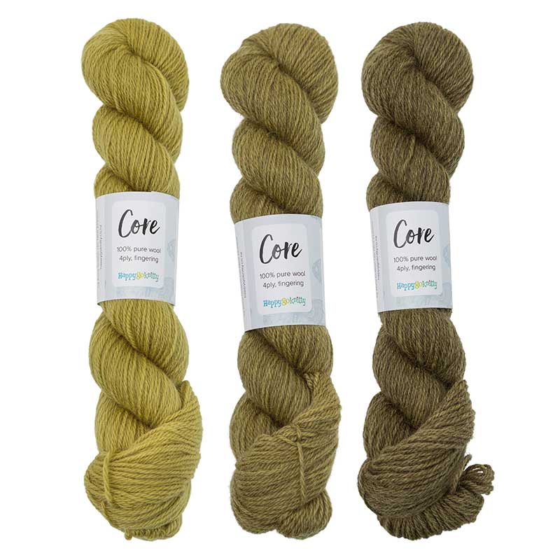 Happy-go-knitty Core, hand dyed 100% naturally coloured pure Corriedale wool, 4ply, 100g. Colourway Custard Apple
