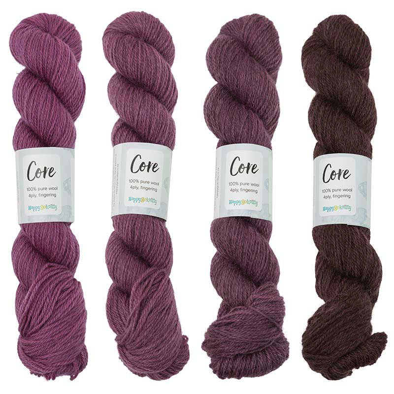 Happy-go-knitty Core, hand dyed 100% naturally coloured pure Corriedale wool, 4ply, 100g. Colourway Magnolia Tree