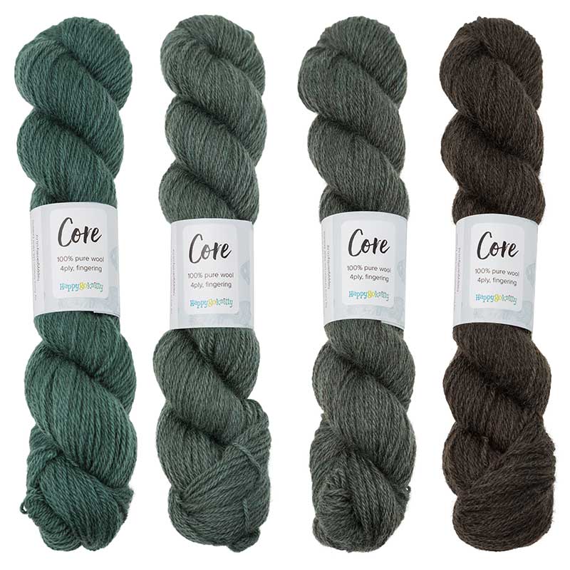 Happy-go-knitty Core, hand dyed 100% naturally coloured pure Corriedale wool, 4ply, 100g. Colourway Silver Fern