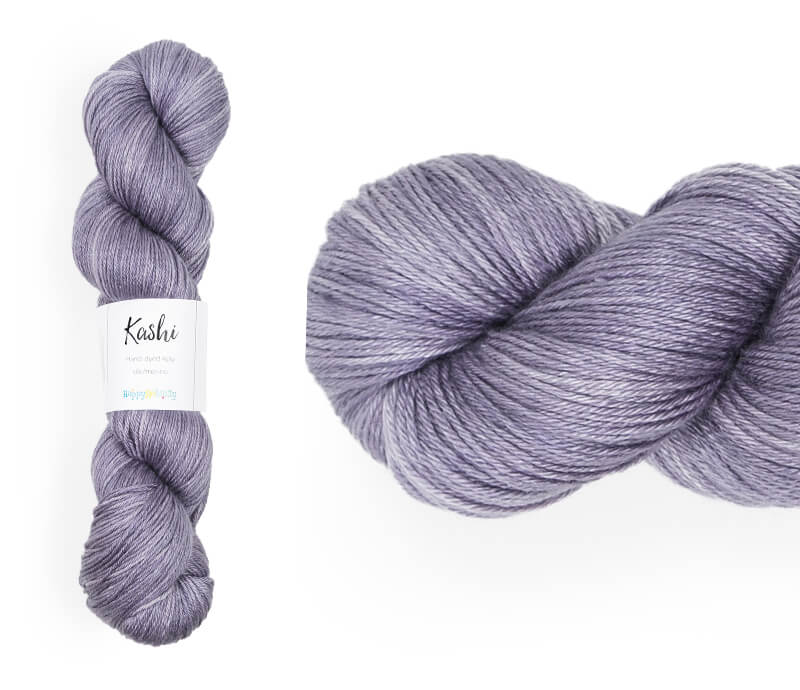 Hand-dyed, 50% silk / 50% superwash merino yarn. Colourway: Lavender Mist. 4ply. Smooth and soft with a stunning silk sheen. This yarn knits up beautifully for shawls and wraps. It can also be used for garments, scarves, hats, baby clothes, or other 4ply knitting.