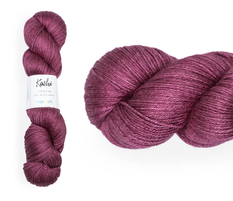 Hand-dyed, 50% silk / 50% superwash merino yarn. Colourway: Wine o'Clock. 4ply. Smooth and soft with a stunning silk sheen. This yarn knits up beautifully for shawl and wraps. It can also be used for garments, scarves, hats, baby clothes or other 4ply knitting.