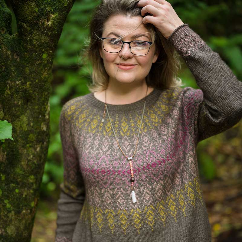 Happy-go-knitty Yarn Kit for Aquilegia, designed by Rachel Illsley/Unwind Knitwear