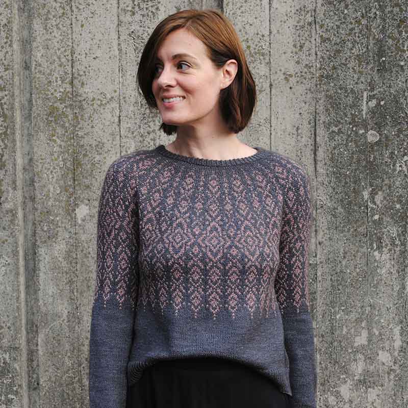 Happy-go-knitty Yarn Kit for Aquilegia, designed by Rachel Illsley/Unwind Knitwear