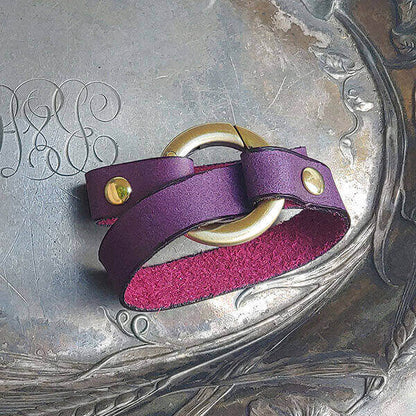 Bezel Leather Shawl Cuff