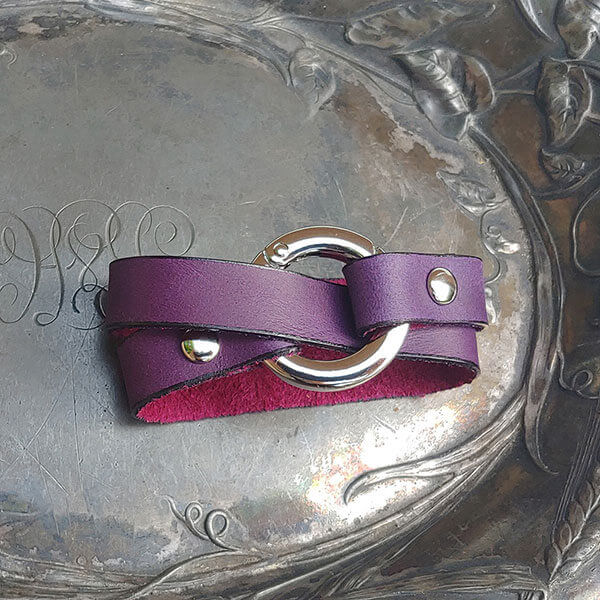 Bezel Leather Shawl Cuff
