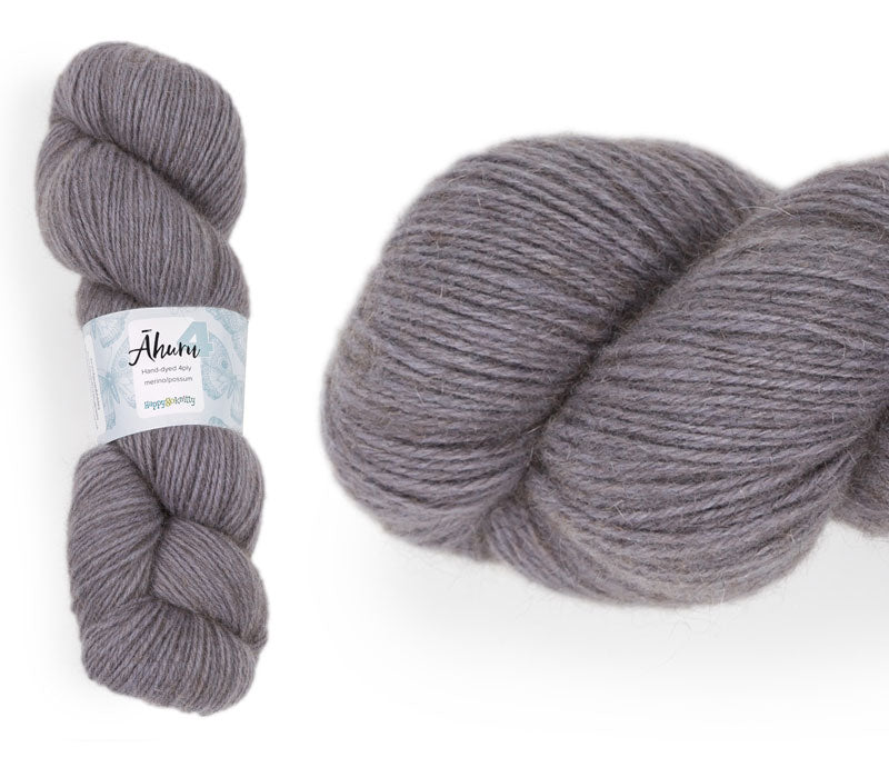 Āhuru. Hand-dyed yarn, 80% merino / 20% possum. Colourway: Lavender Mist. Available in 4ply and 8ply. A wonderful yarn spun here in NZ – merino blended with possum. It's a very soft yarn with a stunning halo. Wollenspun. Beautiful for stranded and fair isle knitting. Suitable for garments, hats, scarves, mittens, and big, cosy shawls. 