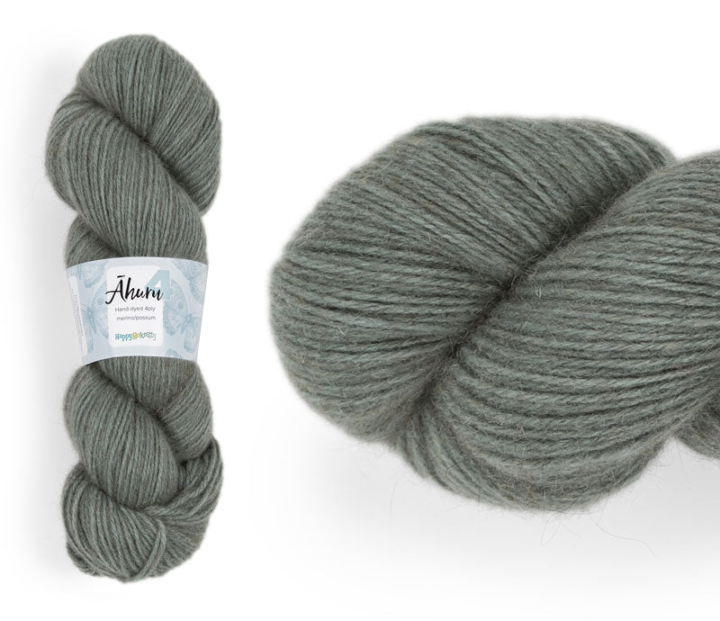 Āhuru. Hand-dyed yarn, 80% merino / 20% possum. Colourway: Tui. Available in 4ply and 8ply. A wonderful yarn spun here in NZ – merino blended with possum. It's a very soft yarn with a stunning halo. Wollenspun. Beautiful for stranded and fair isle knitting. Suitable for garments, hats, scarves, mittens, and big, cosy shawls. 