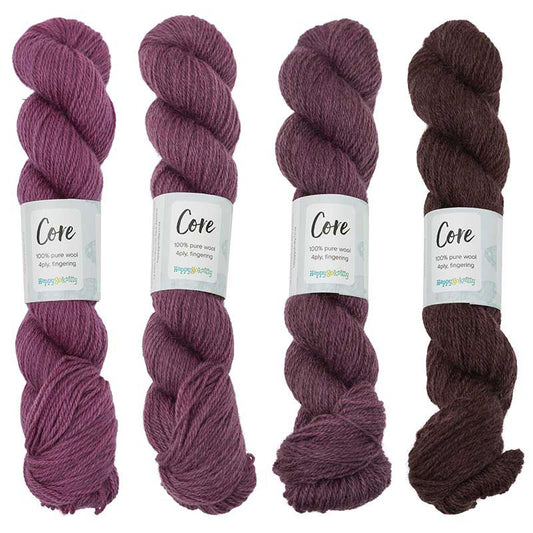 Happy-go-knitty Core, hand dyed 100% naturally coloured pure Corriedale wool, 4ply, 100g. Colourway Magnolia Tree
