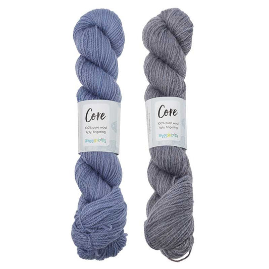 Happy-go-knitty Core, hand dyed 100% naturally coloured pure Corriedale wool, 4ply, 100g. Colourway Periwinkle
