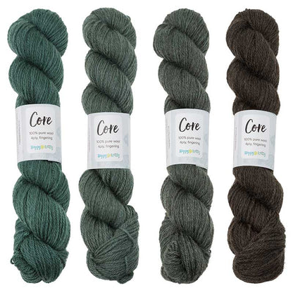 Happy-go-knitty Core, hand dyed 100% naturally coloured pure Corriedale wool, 4ply, 100g. Colourway Silver Fern