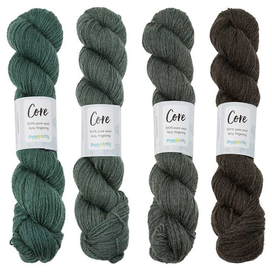 Happy-go-knitty Core, hand dyed 100% naturally coloured pure Corriedale wool, 4ply, 100g. Colourway Silver Fern
