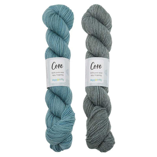 Happy-go-knitty Core, hand dyed 100% naturally coloured pure Corriedale wool, 4ply, 100g. Colourway Southern Ocean