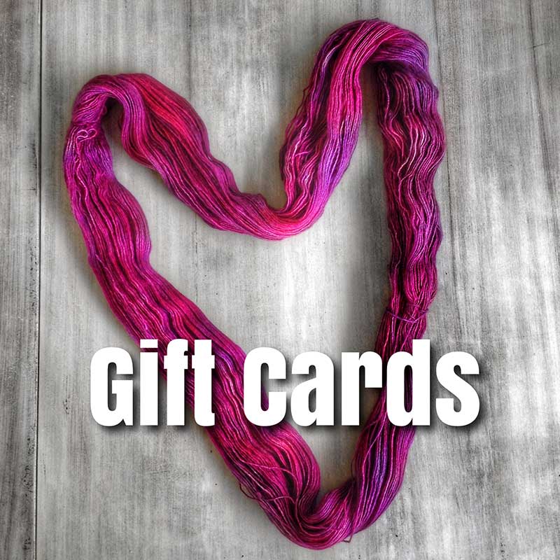 Need a present for a friend but can't decide which one of the beautiful yarns and other products to get? Give the gift of a Gift Card and let the recipient choose! Available in many different denominations.