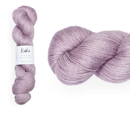 Hand-dyed, 50% silk / 50% superwash merino yarn. Colourway: Calluna. 4ply. Smooth and soft with a stunning silk sheen. This yarn knits up beautifully for shawl and wraps. It can also be used for garments, scarves, hats, baby clothes or other 4ply knitting. 