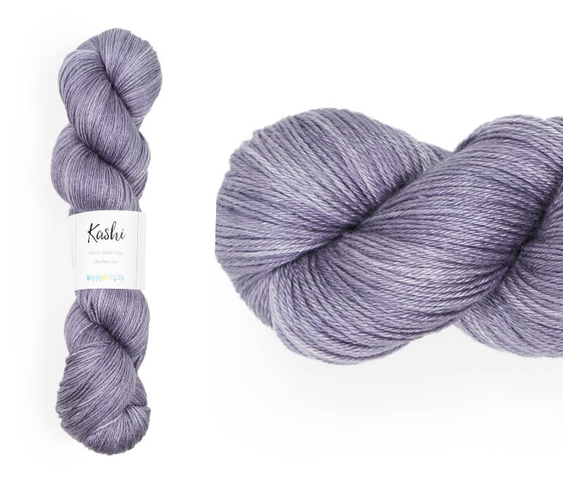 Hand-dyed, 50% silk / 50% superwash merino yarn. Colourway: Lavender Mist. 4ply. Smooth and soft with a stunning silk sheen. This yarn knits up beautifully for shawls and wraps. It can also be used for garments, scarves, hats, baby clothes, or other 4ply knitting. 