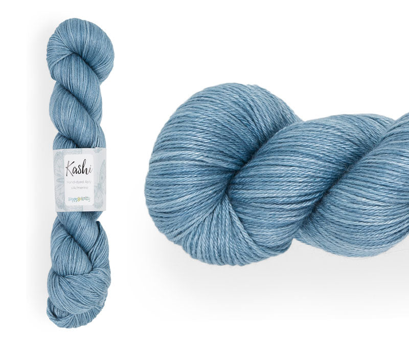 Hand-dyed, 50% silk / 50% superwash merino yarn. Colourway: My Favourite Jeans. 4ply. Smooth and soft with a stunning silk sheen. This yarn knits up beautifully for shawls and wraps. It can also be used for garments, scarves, hats, baby clothes, or other 4ply knitting.