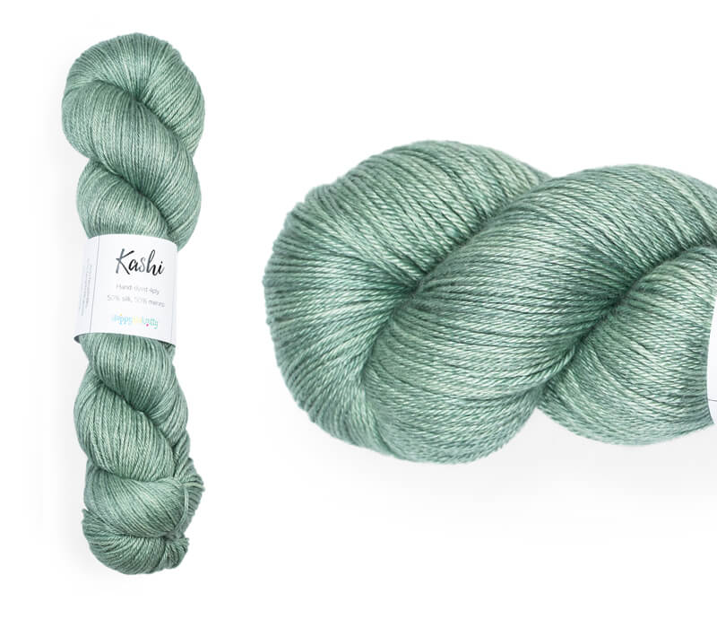 Hand-dyed, 50% silk / 50% superwash merino yarn. Colourway: Silver Fern. 4ply. Smooth and soft with a stunning silk sheen. This yarn knits up beautifully for shawls and wraps. It can also be used for garments, scarves, hats, baby clothes, or other 4ply knitting. 