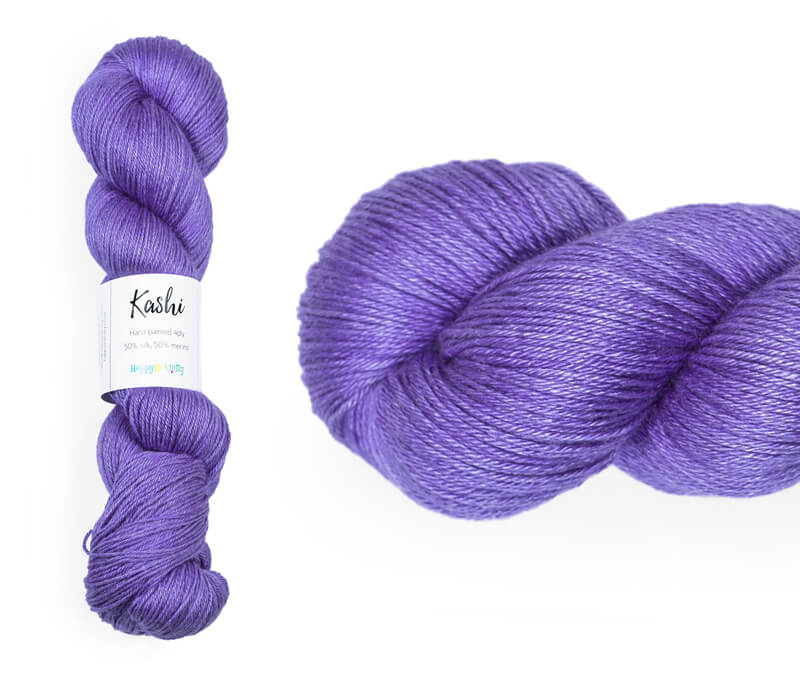 Hand-dyed, 50% silk / 50% superwash merino yarn. Colourway: Sweet Purple Thing. 4ply. Smooth and soft with a stunning silk sheen. This yarn knits up beautifully for shawl and wraps. It can also be used for garments, scarves, hats, baby clothes or other 4ply knitting. 