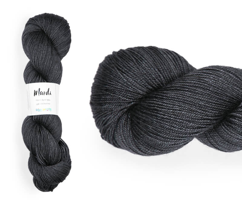 Hand-dyed, 20% yak / 20% silk / 60% superwash merino yarn. Colourway: In the Shadow. 4ply, 100g skeins/approx 365m. A luxurious yarn spun from exotic fibres. This yarn is silky and drapey so it works very well for shawls but can also be used for that special garment. 