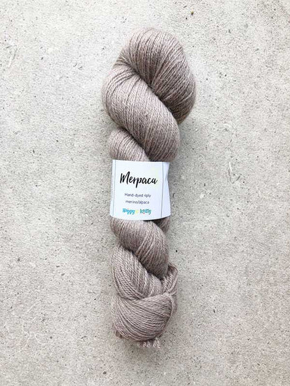 Hand-dyed yarn, 80% merino / 20% alpaca. Colourway: Chocolate Milk. Available in 4ply and 8ply. A wonderful artisan yarn spun here in NZ - merino blended with alpaca. Worsted spun. Beautiful for stranded and fair isle knitting. Suitable for garments, hats, scarves, mittens, and big, cosy shawls. 