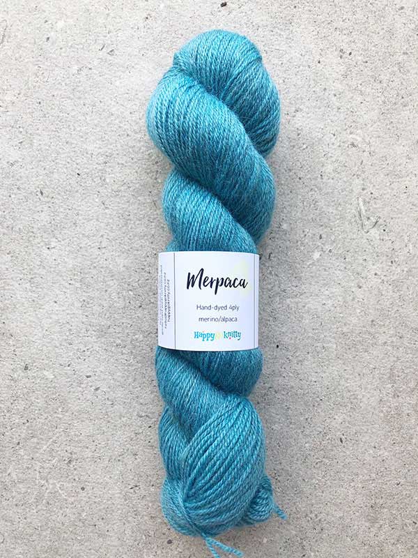 Hand-dyed yarn, 80% merino / 20% alpaca. Colourway: Lily Pond. Available in 4ply and 8ply. A wonderful artisan yarn spun here in NZ - merino blended with alpaca. Worsted spun. Beautiful for stranded and fair isle knitting. Suitable for garments, hats, scarves, mittens, and big, cosy shawls.