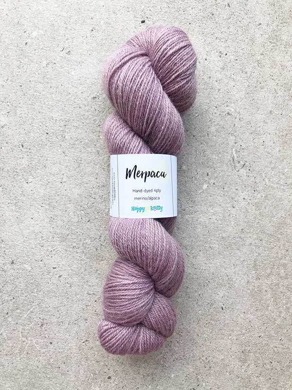 Hand-dyed yarn, 80% merino / 20% alpaca. Colourway: Mysterious Mauve. Available in 4ply and 8ply. A wonderful artisan yarn spun here in NZ - merino blended with alpaca. Worsted spun. Beautiful for stranded and fair isle knitting. Suitable for garments, hats, scarves, mittens, and big, cosy shawls. 