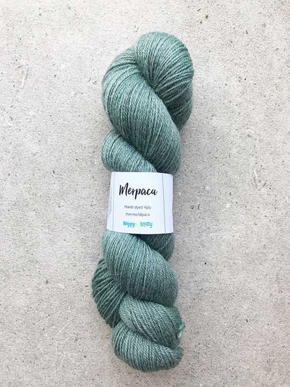 Hand-dyed yarn, 80% merino / 20% alpaca. Colourway: Silver Fern. Available in 4ply and 8ply. A wonderful artisan yarn spun here in NZ - merino blended with alpaca. Worsted spun. Beautiful for stranded and fair isle knitting. Suitable for garments, hats, scarves, mittens, and big, cosy shawls.