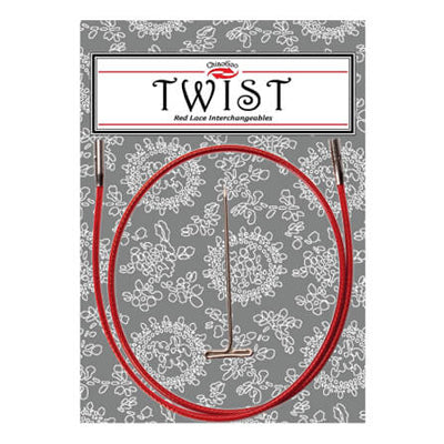 TWIST cables are memory-free! They consist of a multi-strand, steel cable coated with red nylon. Lifeline holes can be found at each end of these cables. Insert the T-shaped tightening key into the lifeline hole to assist with securing your tip/cable connection. Shop at Happy go knitty!